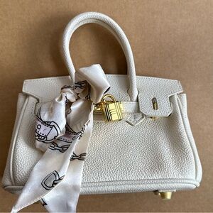 Chic Cream Satchel with Scarf Detail